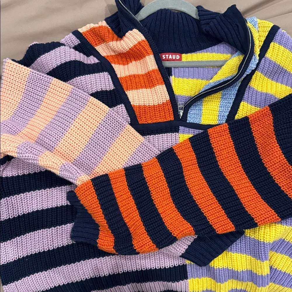 Colorblock Striped Half-Zip Women's Sweater - Multicolor Hampton SWEATER - Picture 5 of 5